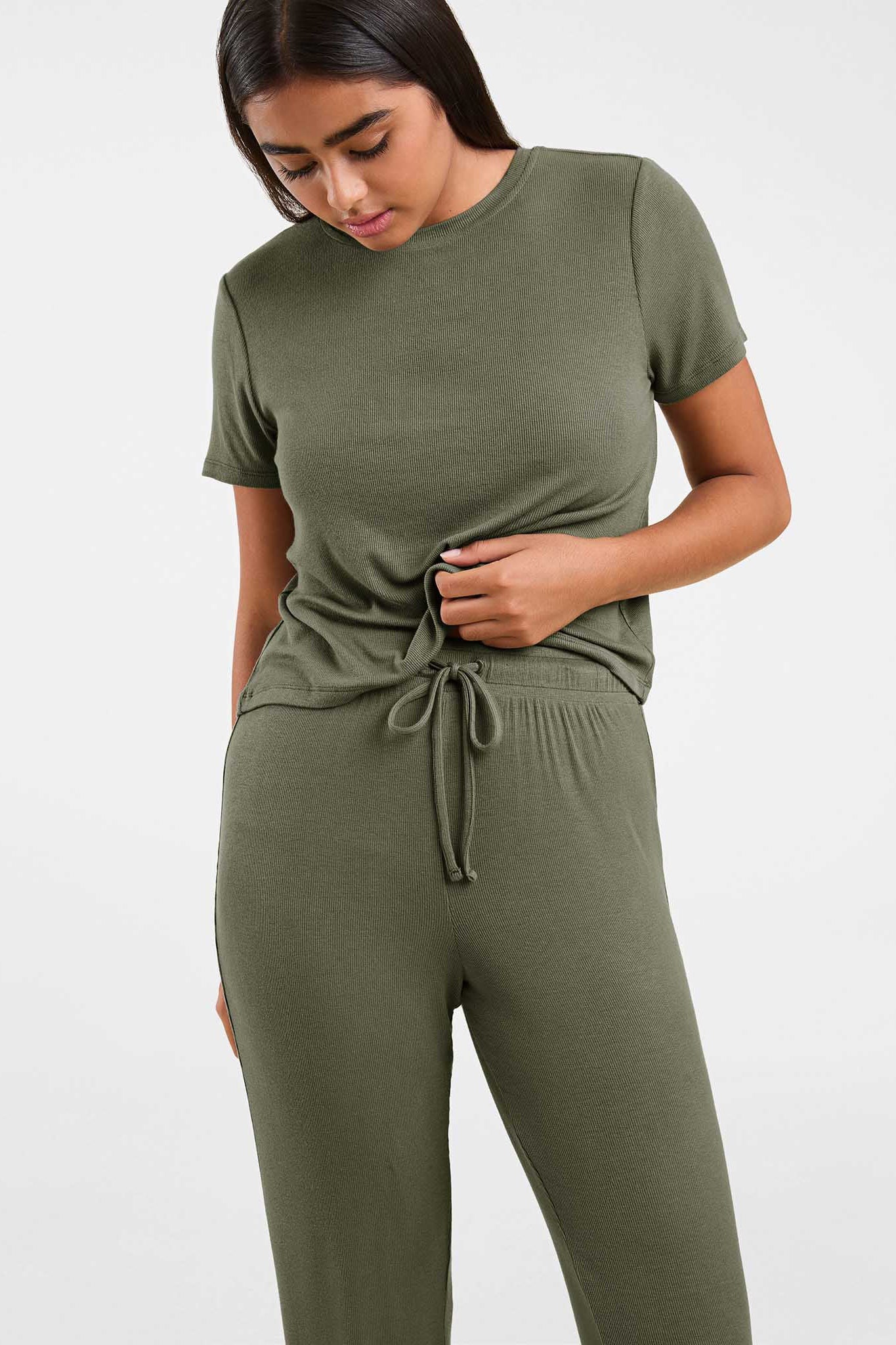Ribbed Pajama Set | Olive