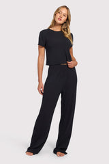 Mini Rib Pajama Set | Black