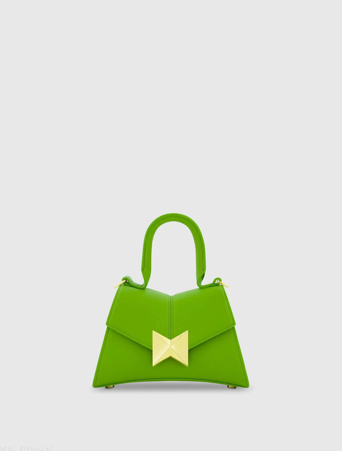 Green Mini Structured Leather Top Handle Bag