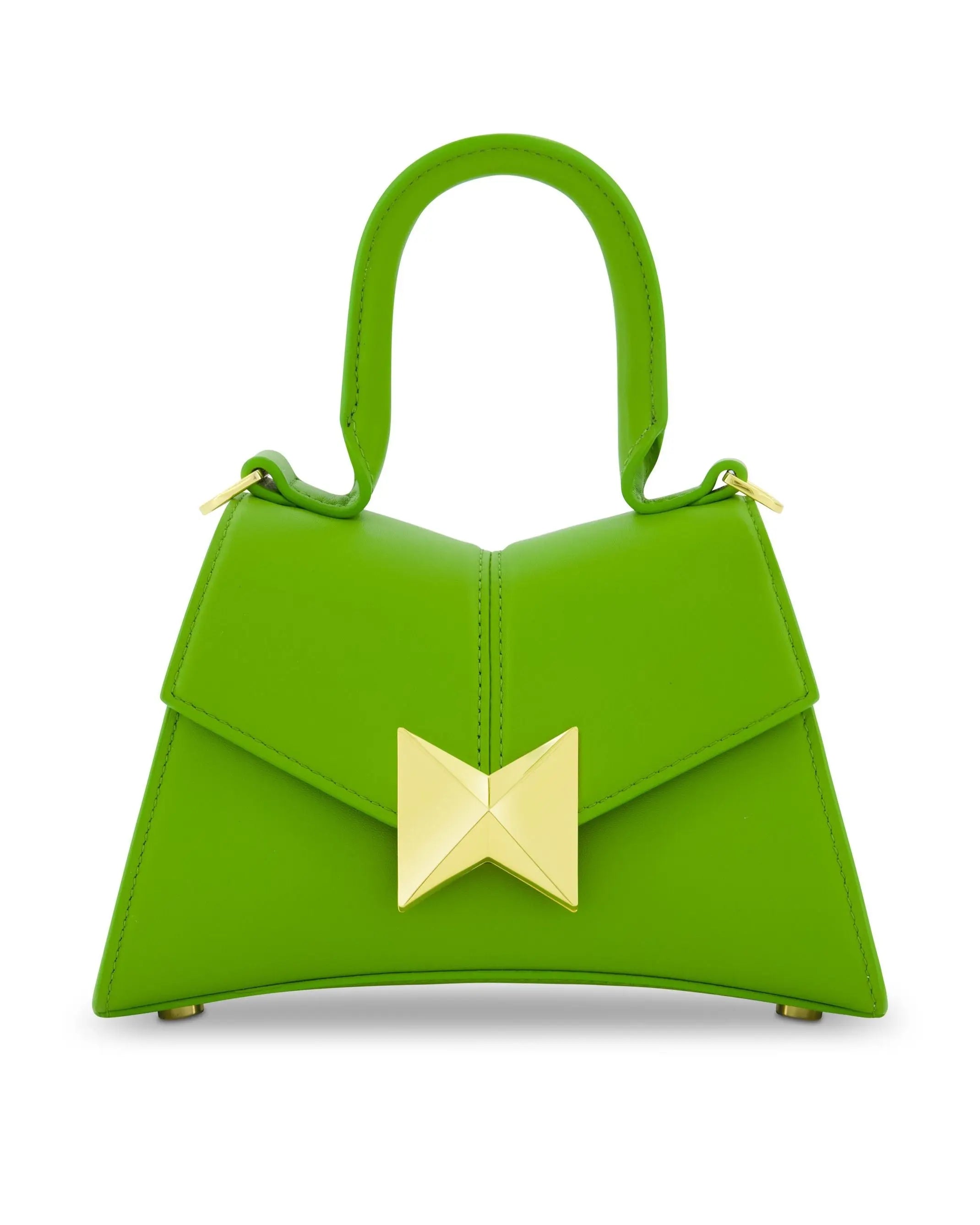 Green Mini Structured Leather Top Handle Bag