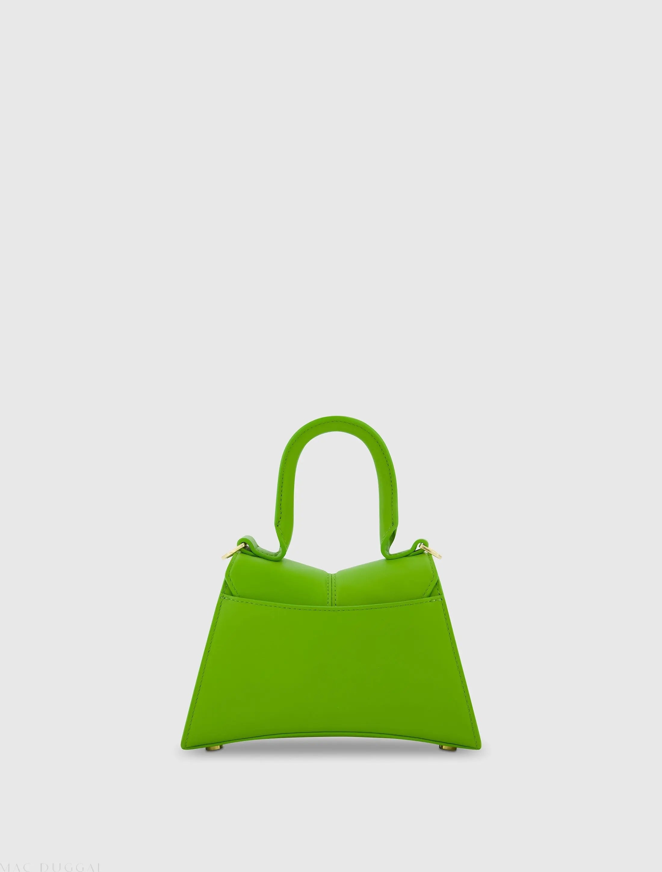 Green Mini Structured Leather Top Handle Bag