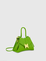 Green Mini Structured Leather Top Handle Bag