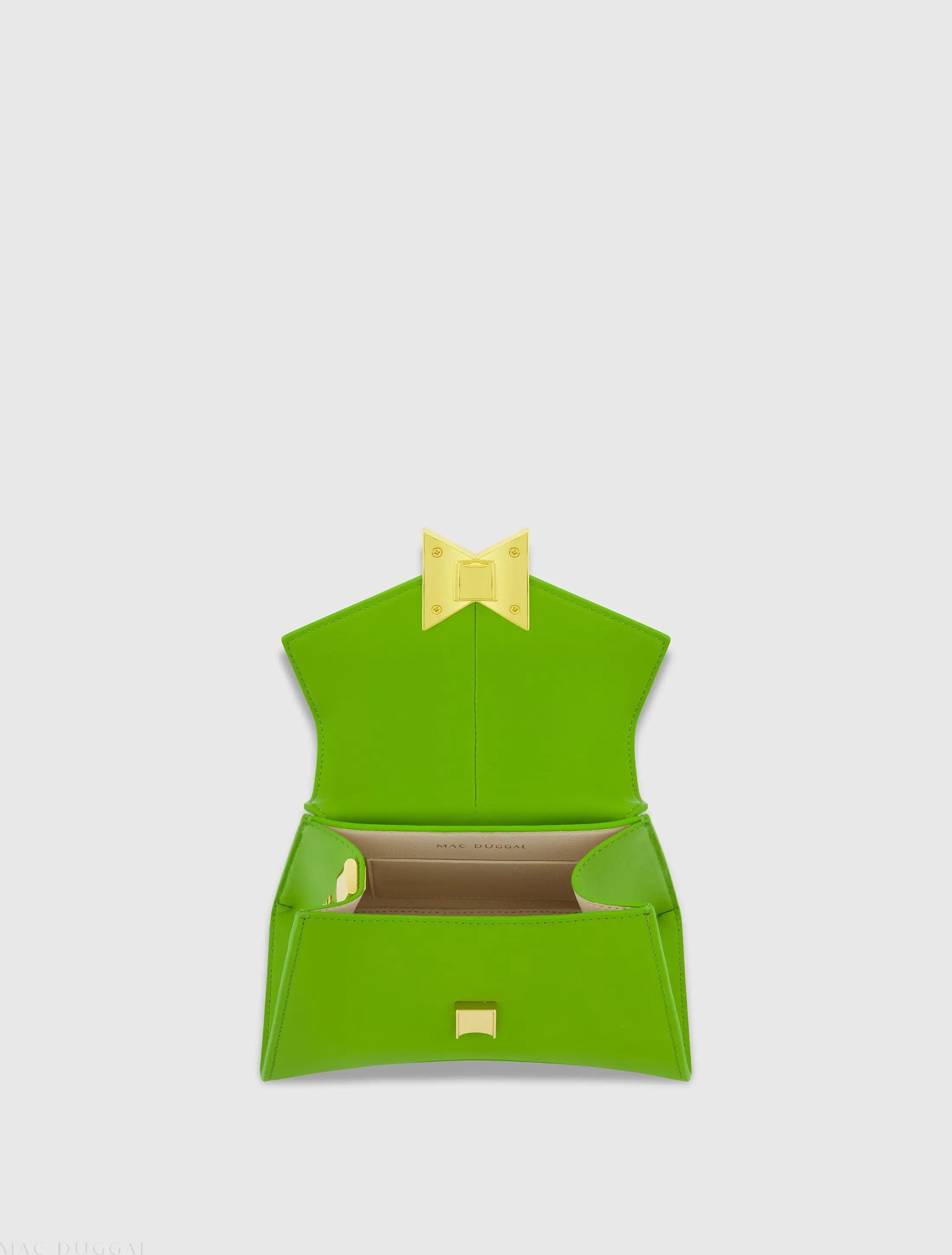 Green Mini Structured Leather Top Handle Bag