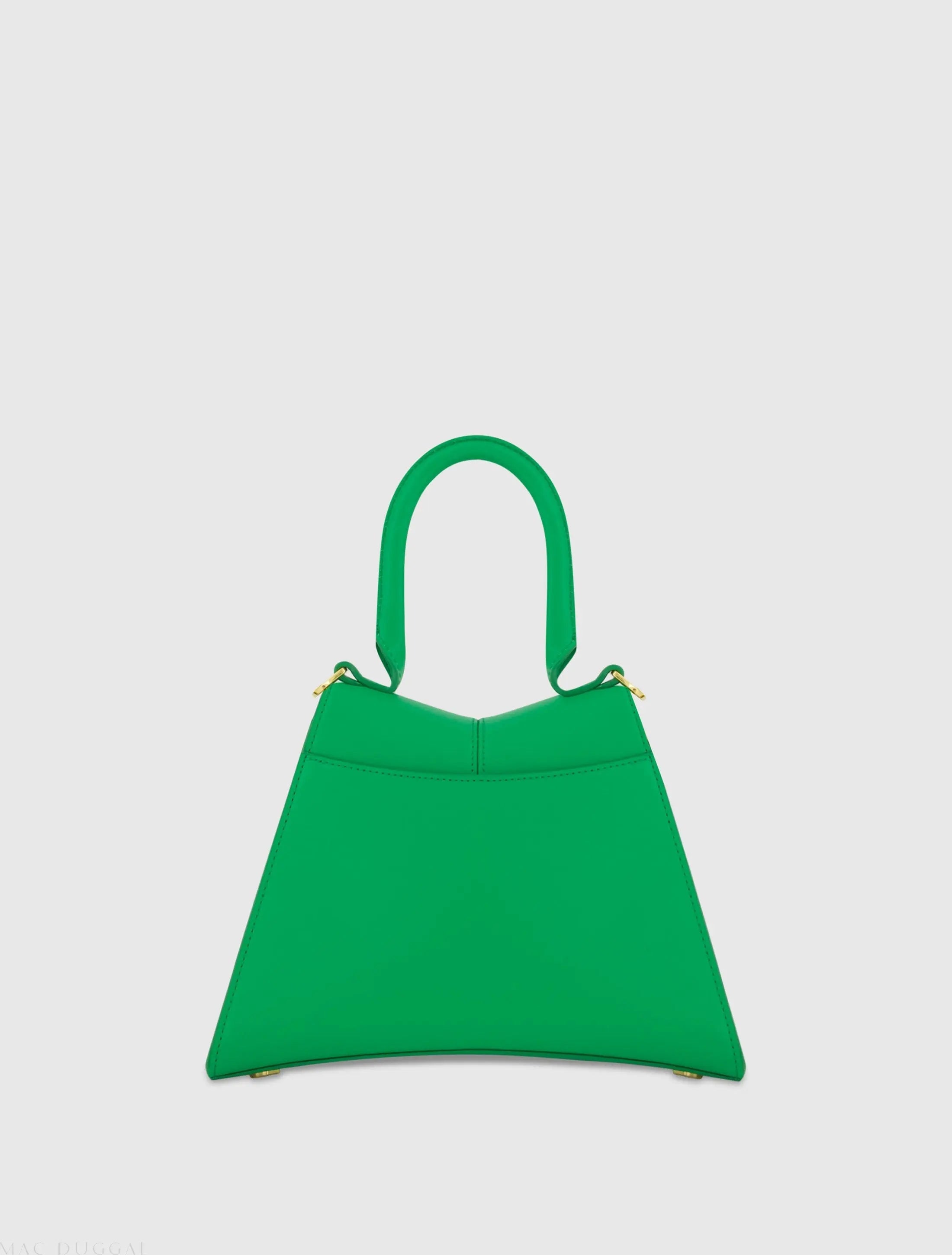 Green Small Structured Leather Top Handle Bag