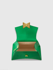 Green Small Structured Leather Top Handle Bag