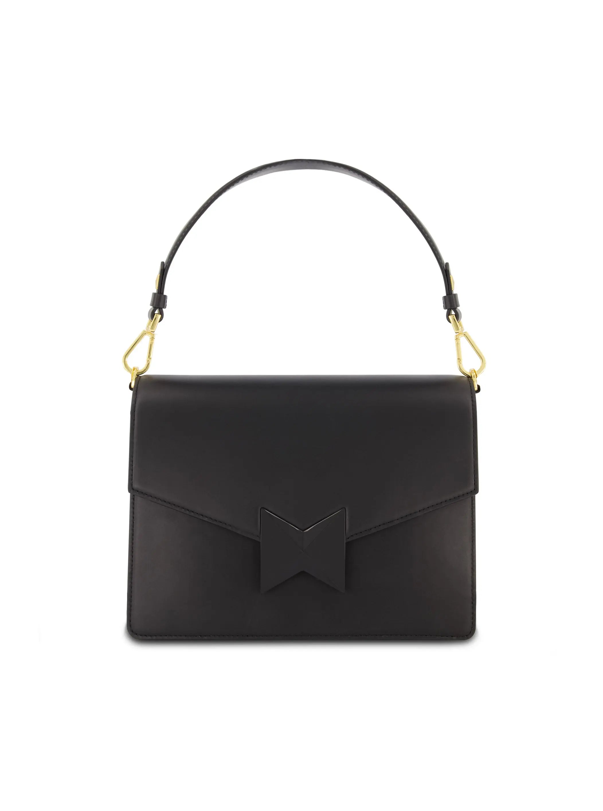 Black Medium Classic Leather Shoulder Bag