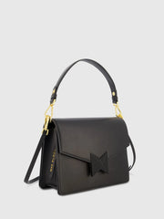 Black Medium Classic Leather Shoulder Bag