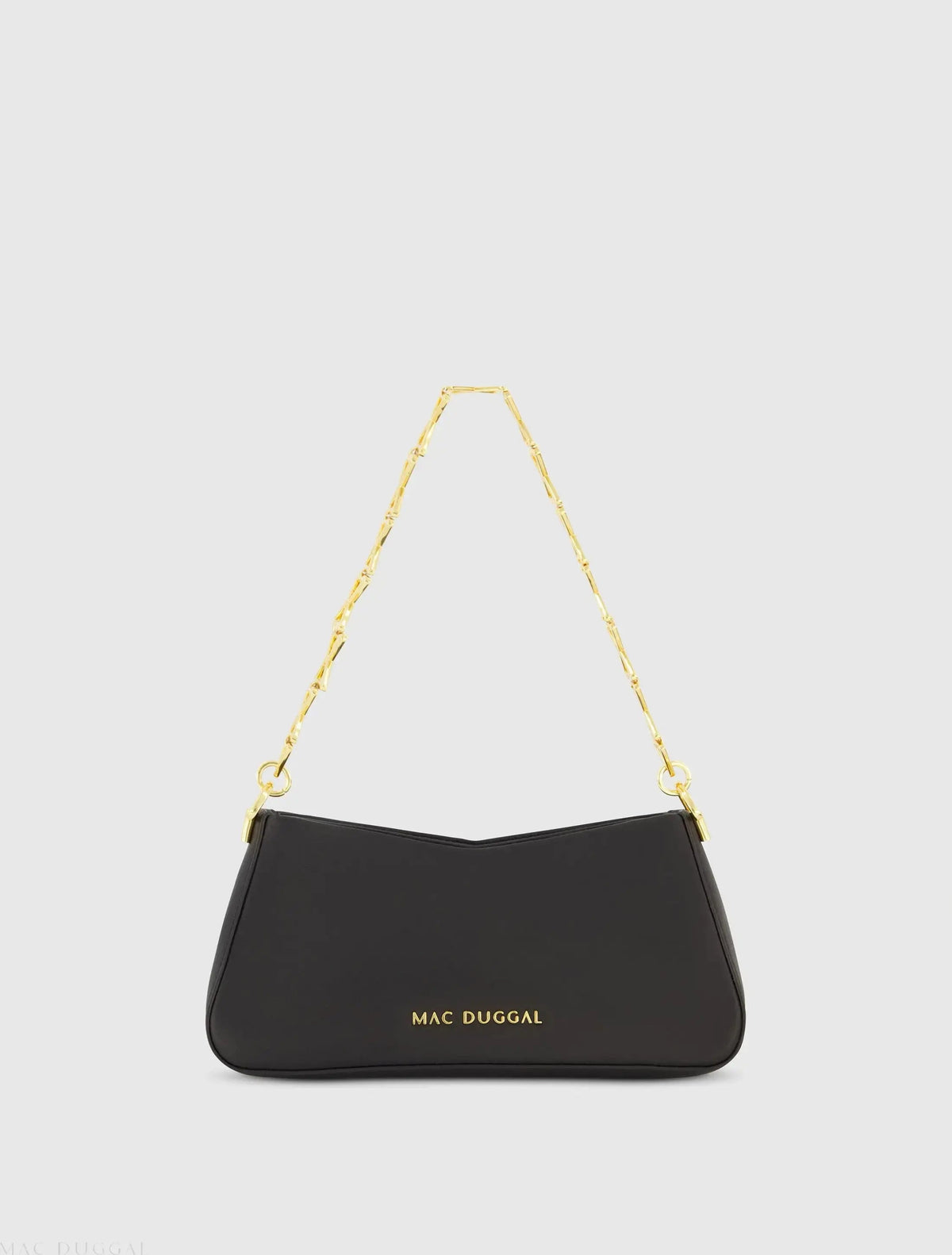 Black Small Leather Shoulder Bag with Gold Chain