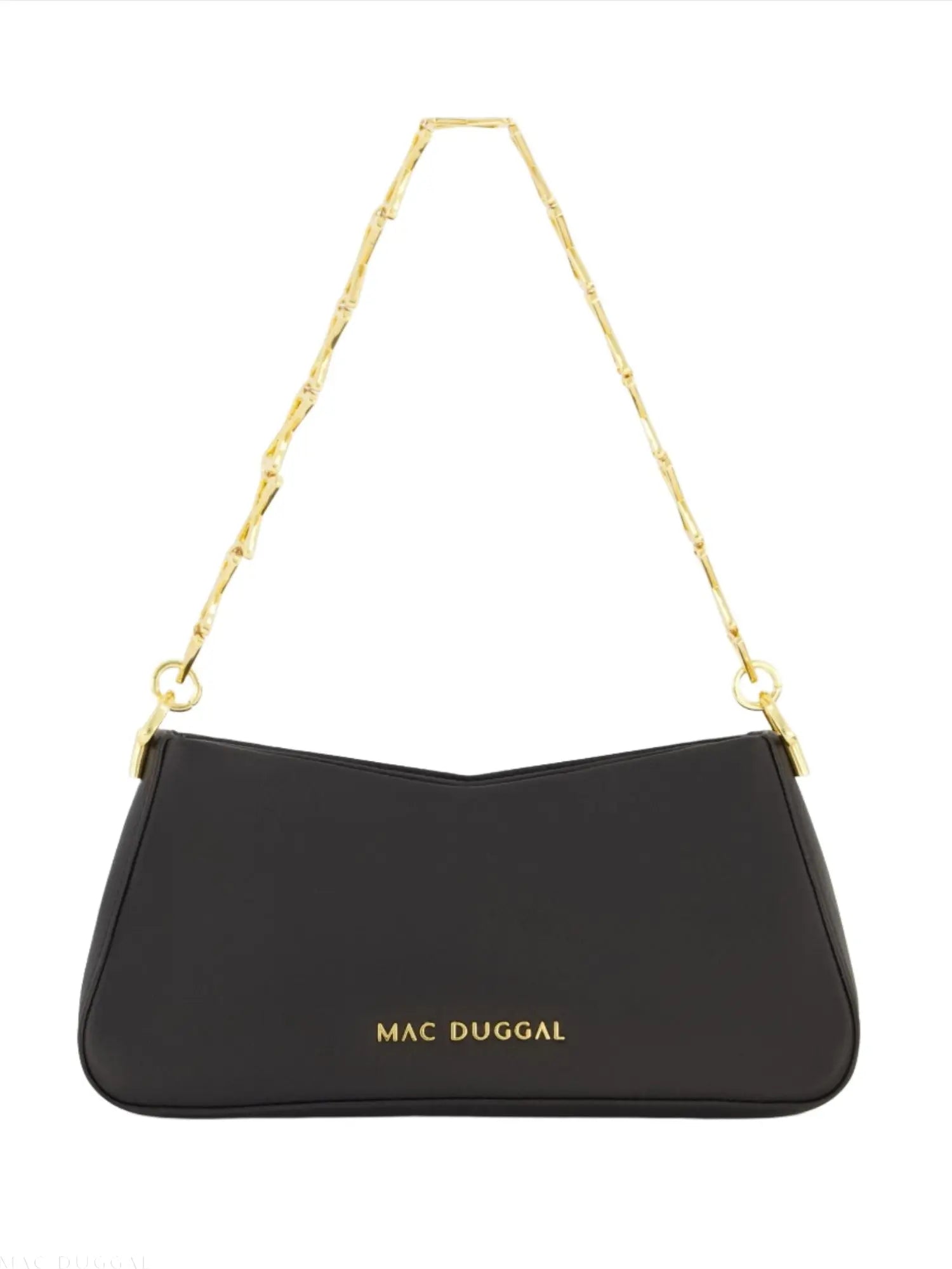 Black Small Leather Shoulder Bag with Gold Chain