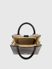 Black Medium Croc Embossed Leather Tote