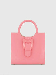 Pink Medium Croc Embossed Leather Tote