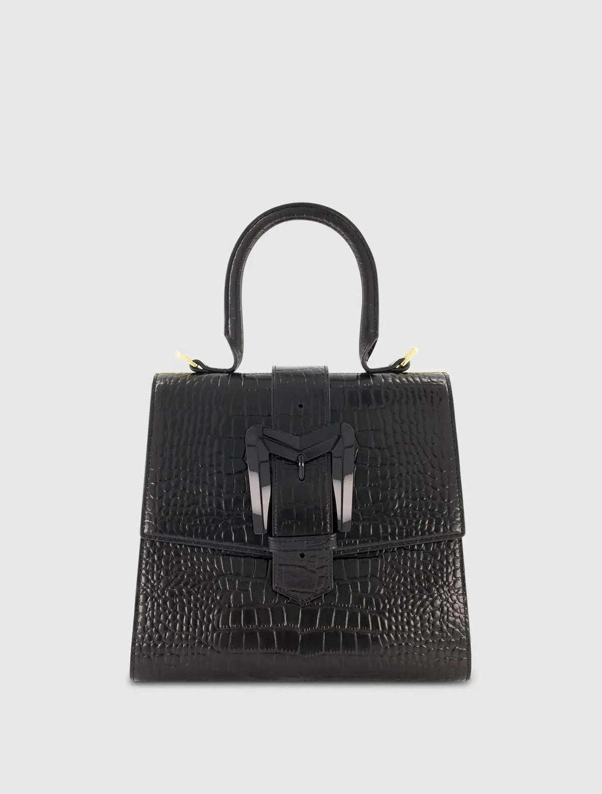 Medium Croc Embossed Leather Handbag