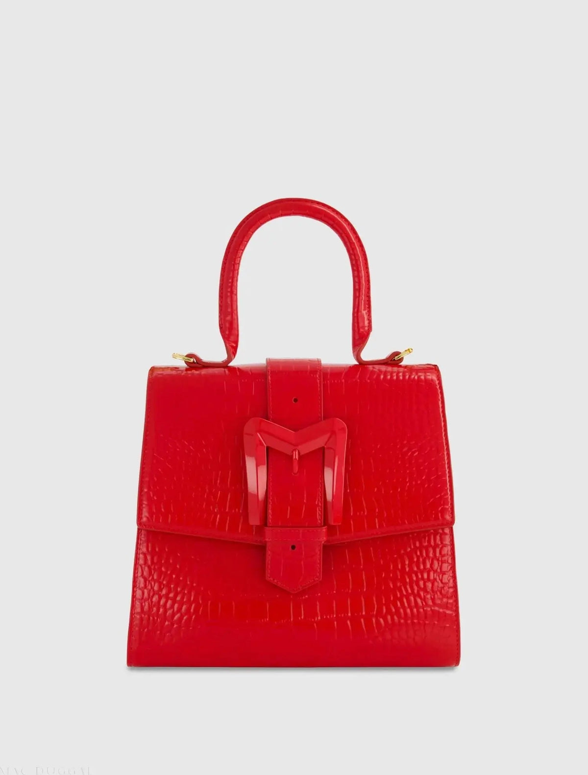 Medium Croc Embossed Leather Handbag