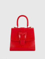 Medium Croc Embossed Leather Handbag