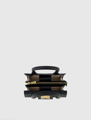 Black Small Leather Tote Bag With Gold Hardware