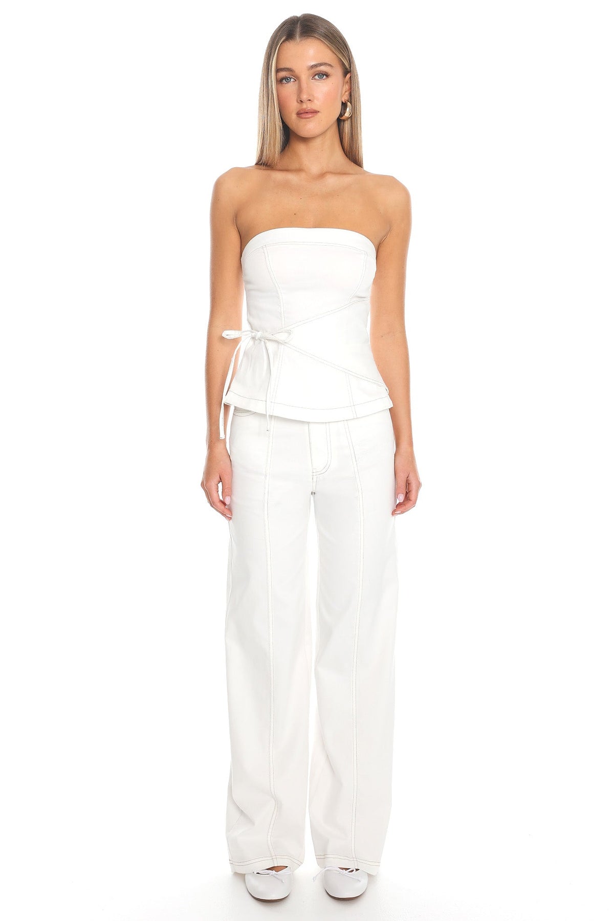 Low Light Wide-Leg Trousers Off White