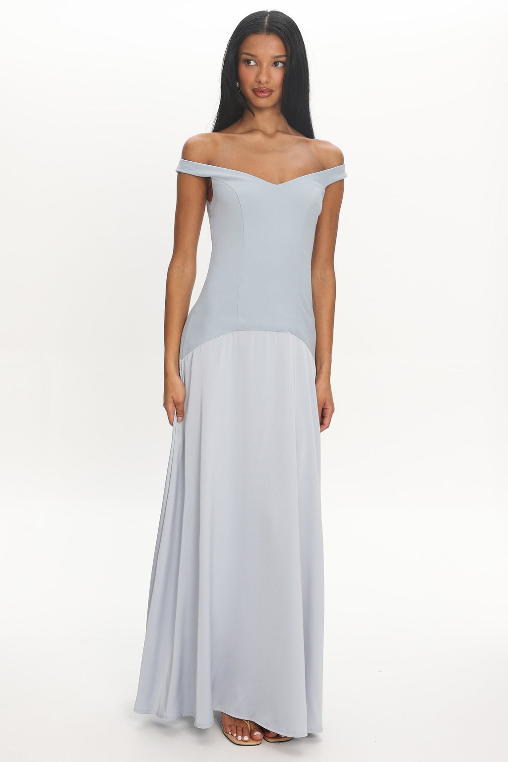 Hestia Off-Shoulder Maxi Dress Pale Blue