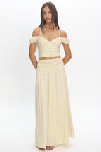 Windrose Stripe Smocked Maxi Skirt Butter