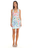Geranium Halter Wrap Mini Dress Aqua