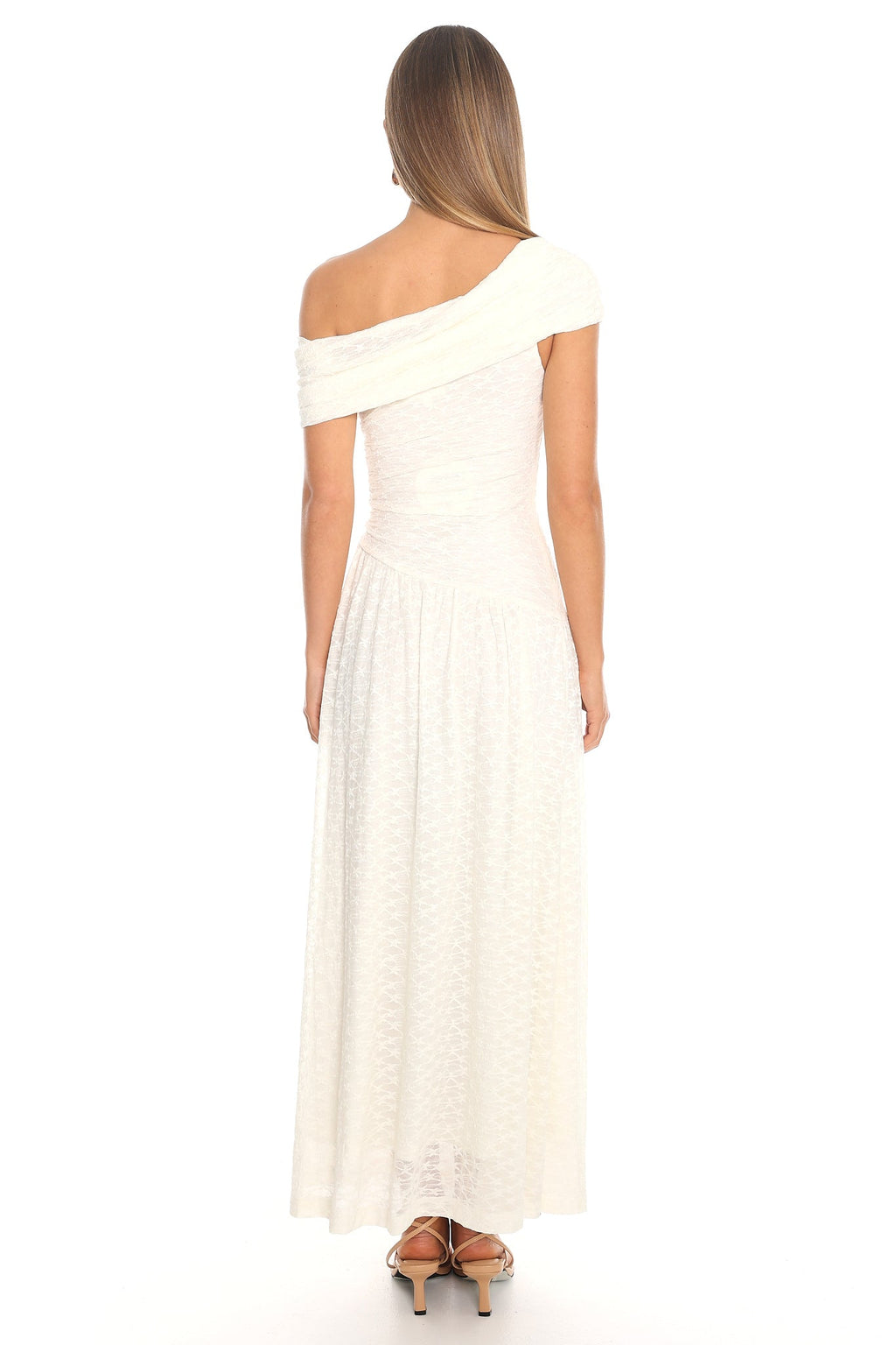 Moonlit Vows Draped Maxi Dress Ivory