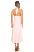 Arya Pintuck Halter Midi Dress Blush
