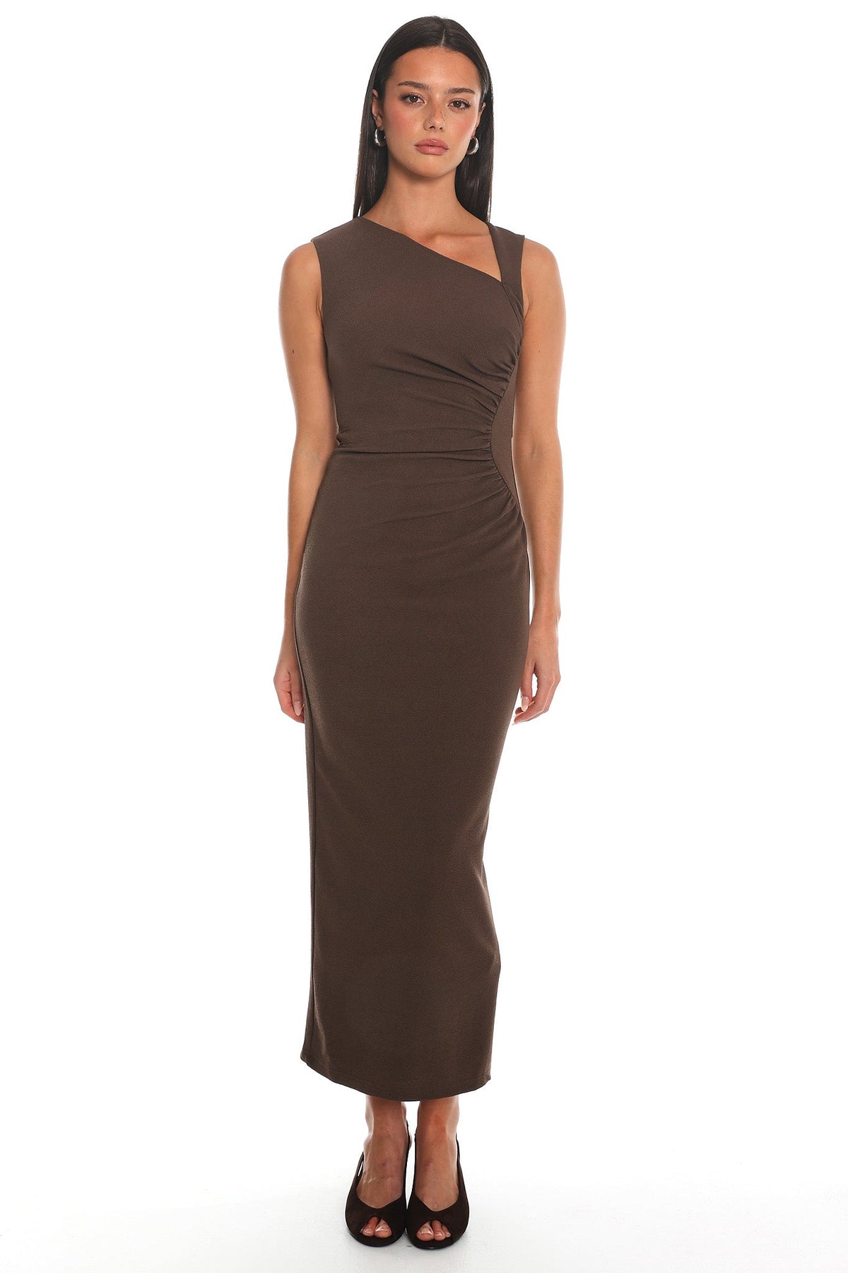 Viella Asymmetric Midi Dress Cocoa Main image