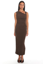 Viella Asymmetric Midi Dress Cocoa