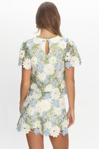 Heatwave Embroidered Shorts Floral Green