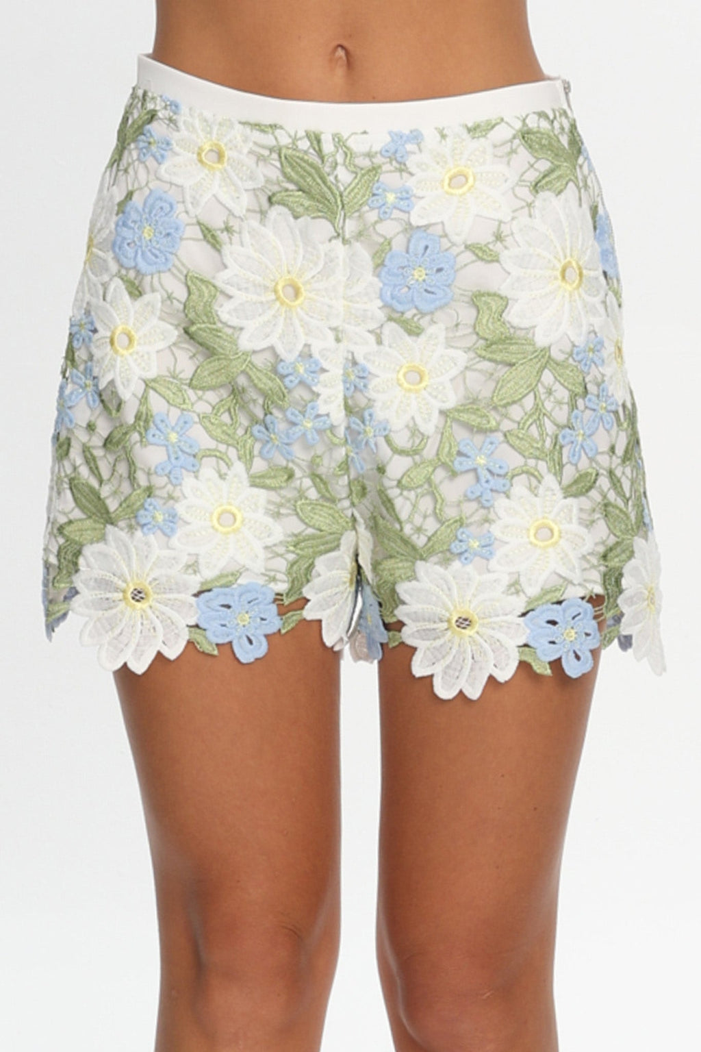 Heatwave Embroidered Shorts Floral Green