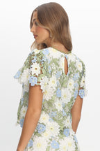 Heatwave Embroidered Top Floral Green