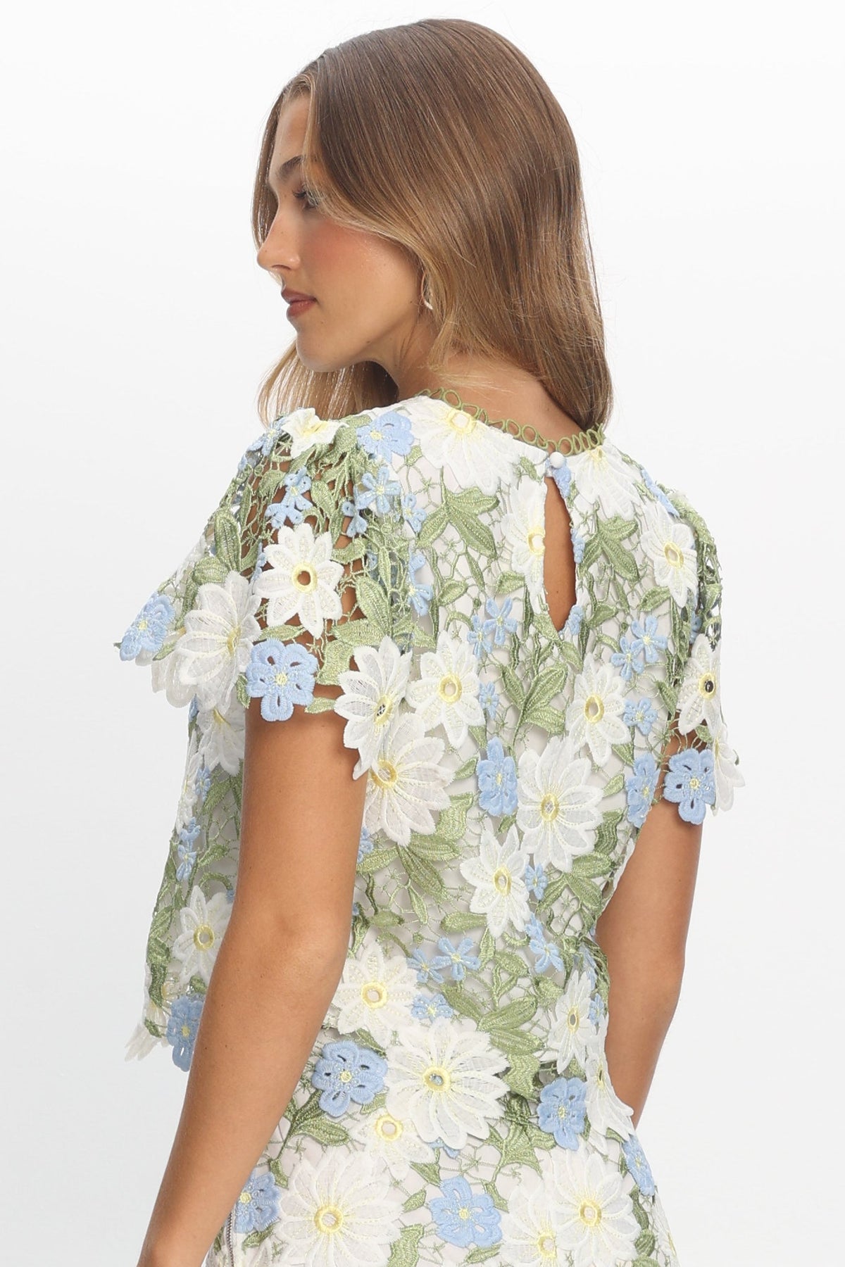 Heatwave Embroidered Top Floral Green