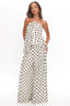Galentines Wide Leg Pants Polka Dot Ivory