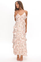 Cameela Ruffle Trim Maxi Dress Floral Blush