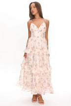Layna Frill Trim Maxi Dress Floral Blush