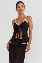 Only One Tie Front Top Black