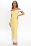 Freesia Off Shoulder Bodycon Midi Dress Lemon