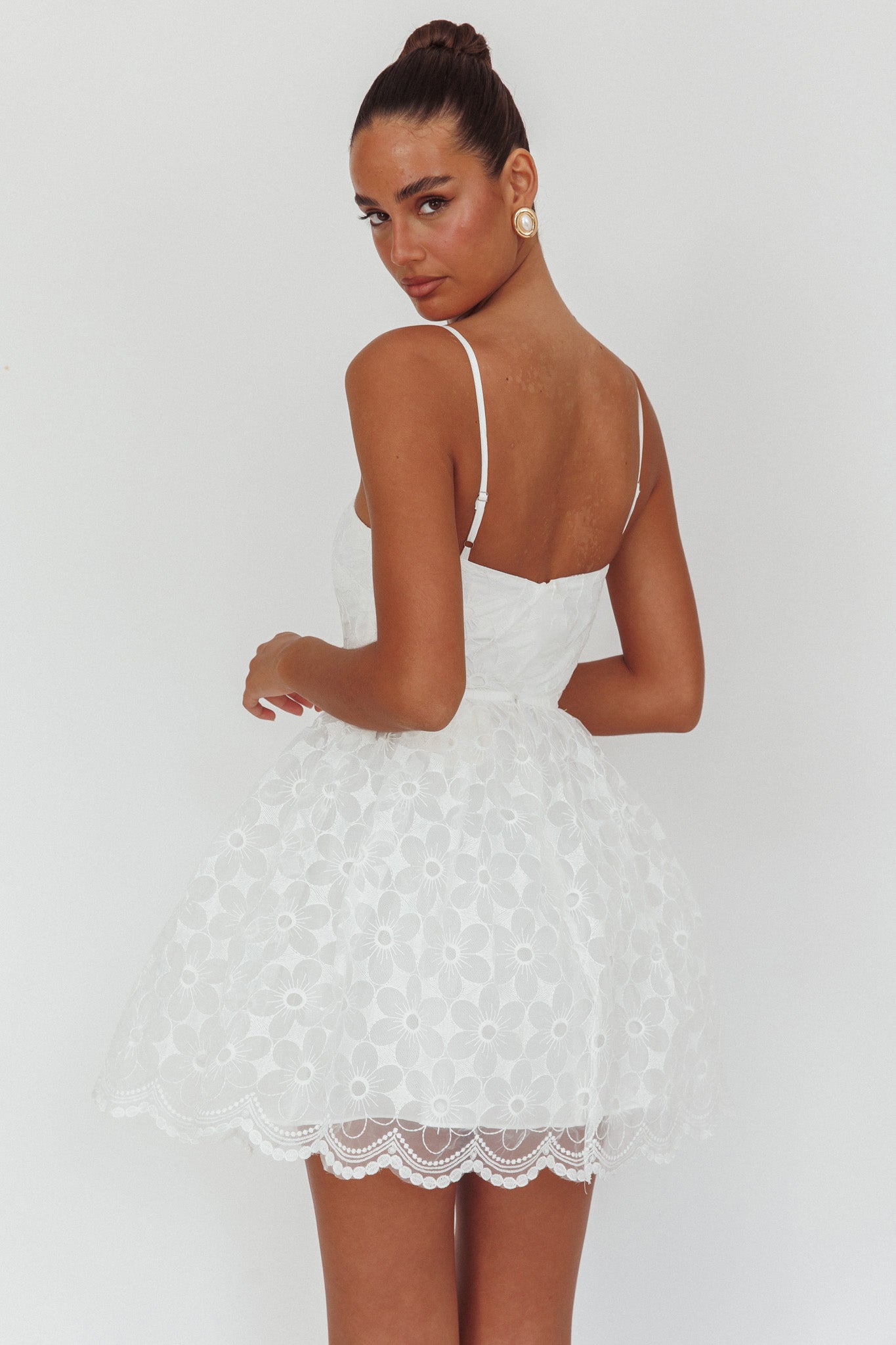 Bahia A-Line Square Neckline Mini Dress Lace White Secondary image