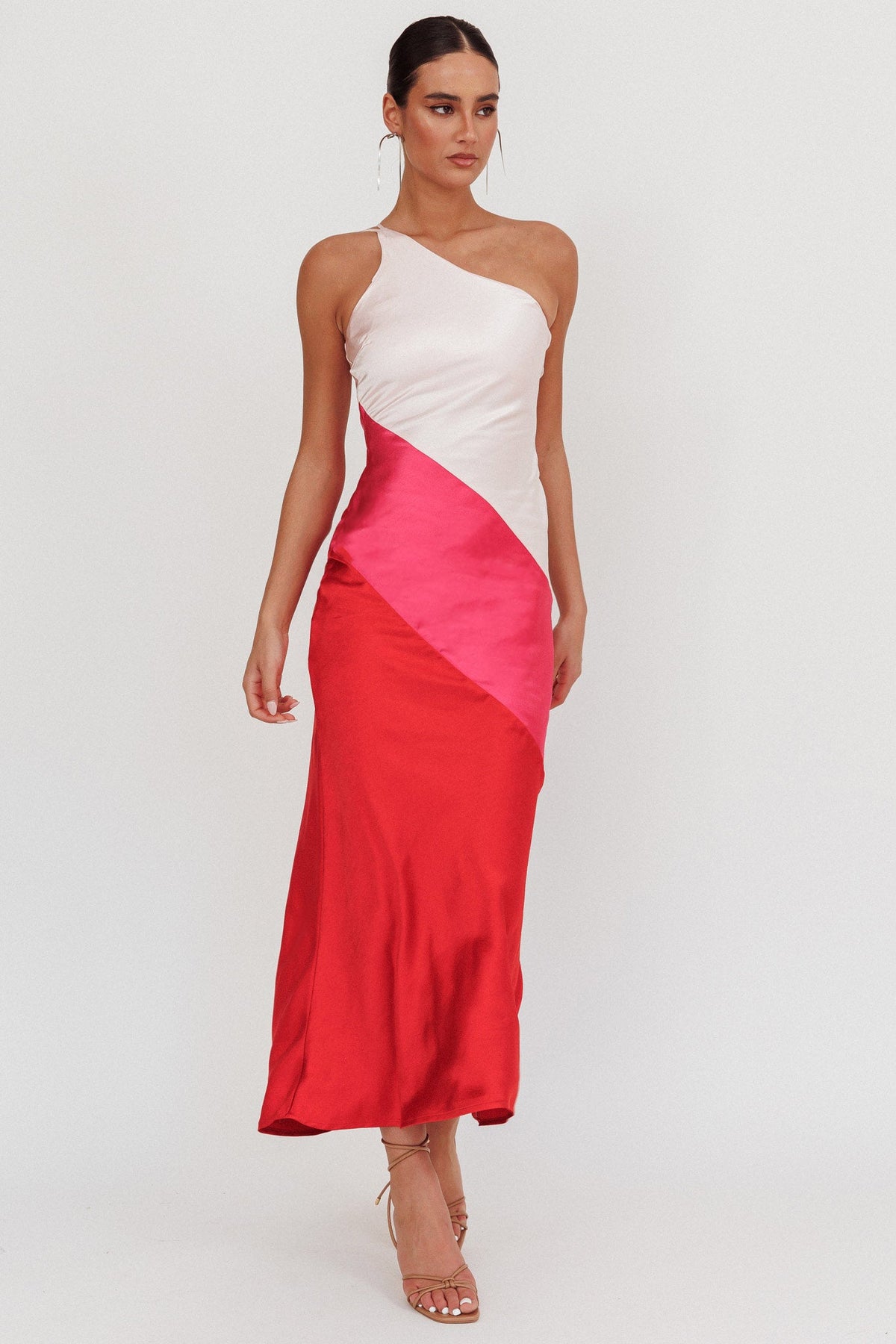 Swipe Right One-Shoulder Maxi Dress Pink Main image