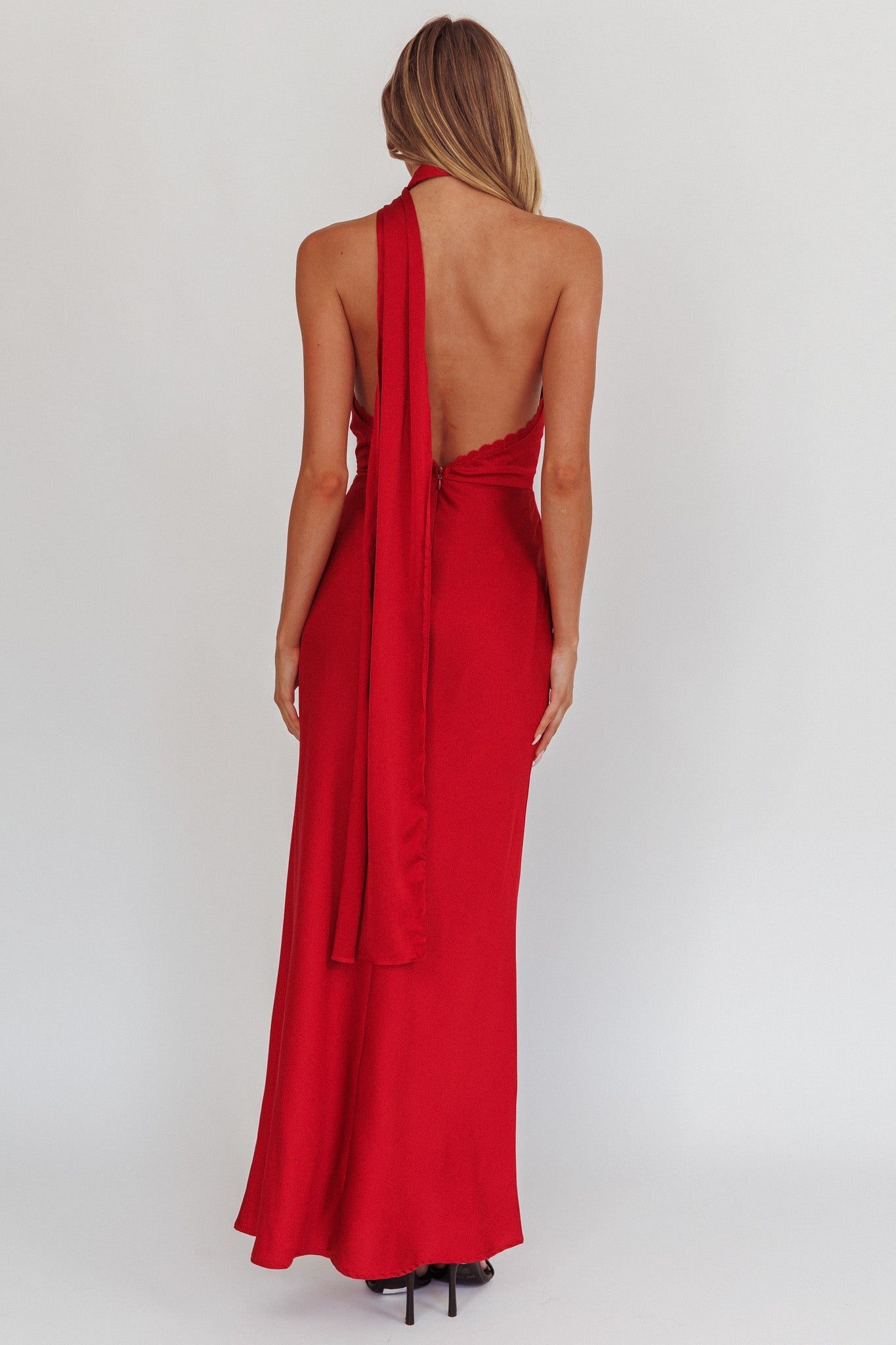 Adora One-Shoulder Maxi Dress Red Secondary image