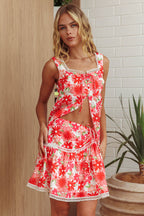 Always Together Ruched Mini Skirt Floral Pink