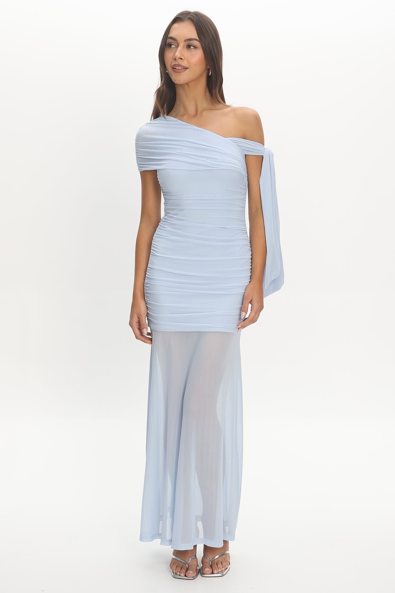 Aurora Sky Off-Shoulder Tie Maxi Dress Light Blue Secondary image