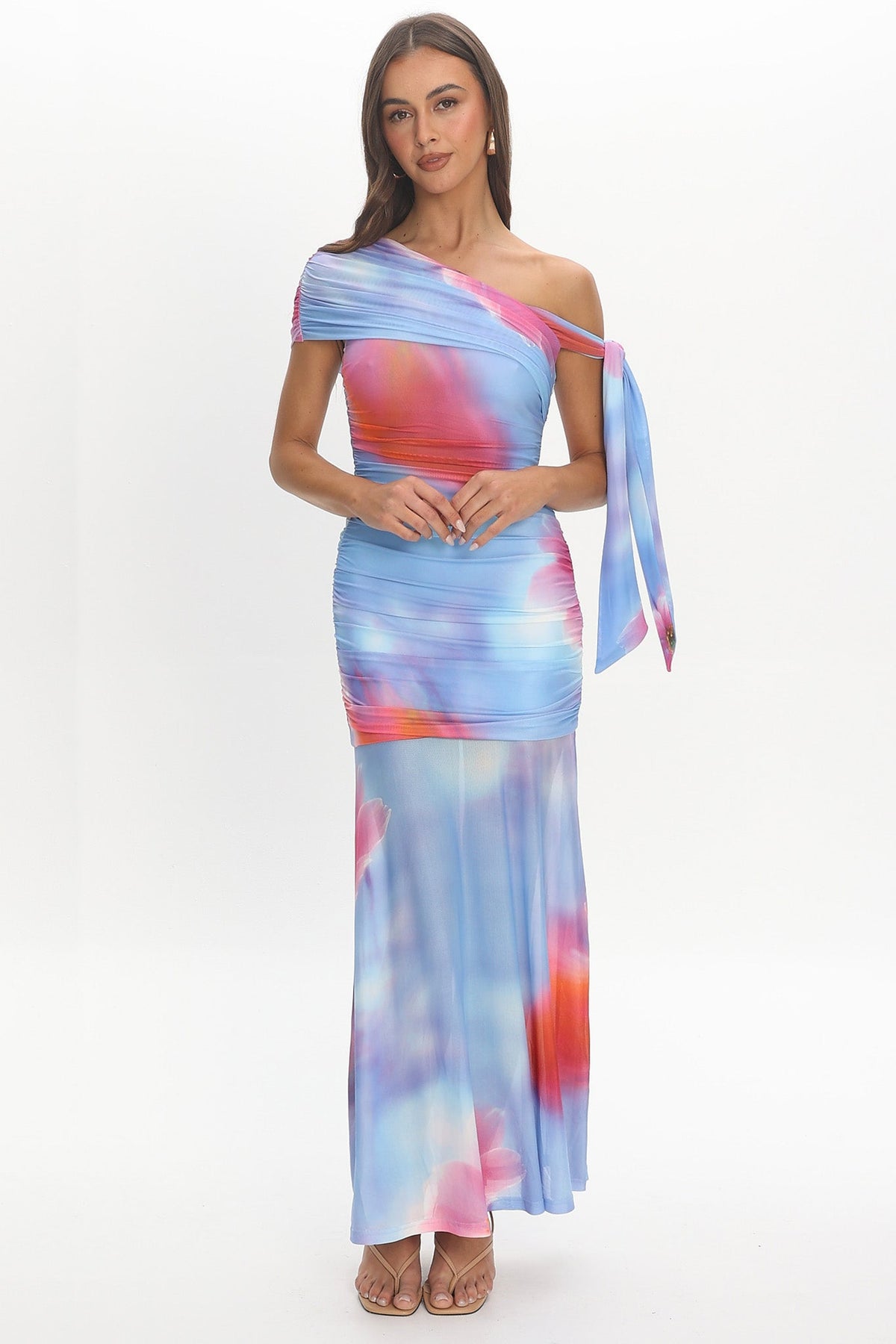 Aurora Sky Off-Shoulder Tie Maxi Dress Blue Main image