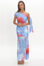Aurora Sky Off-Shoulder Tie Maxi Dress Blue