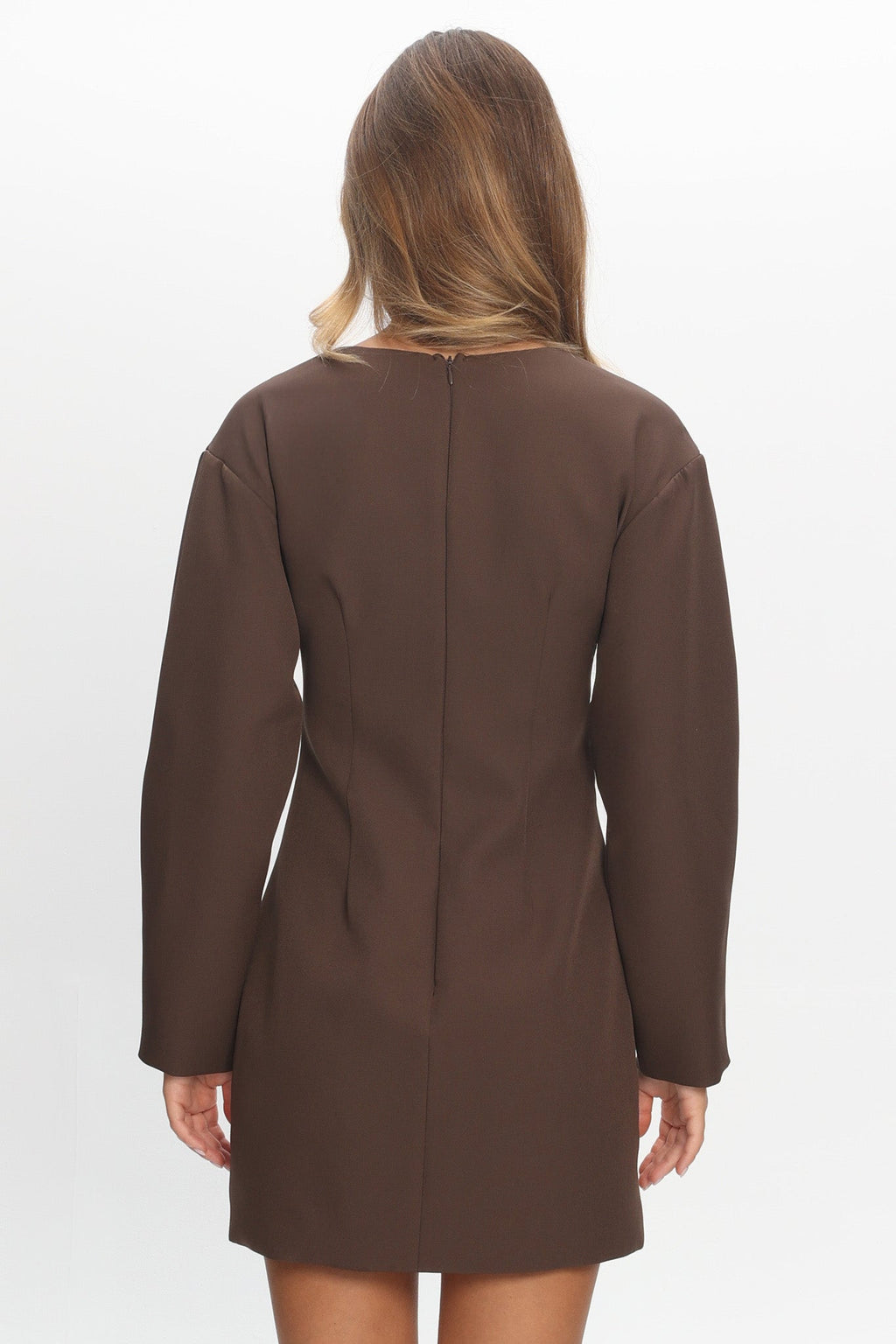 Hendrix Long Sleeve Mini Dress Chocolate