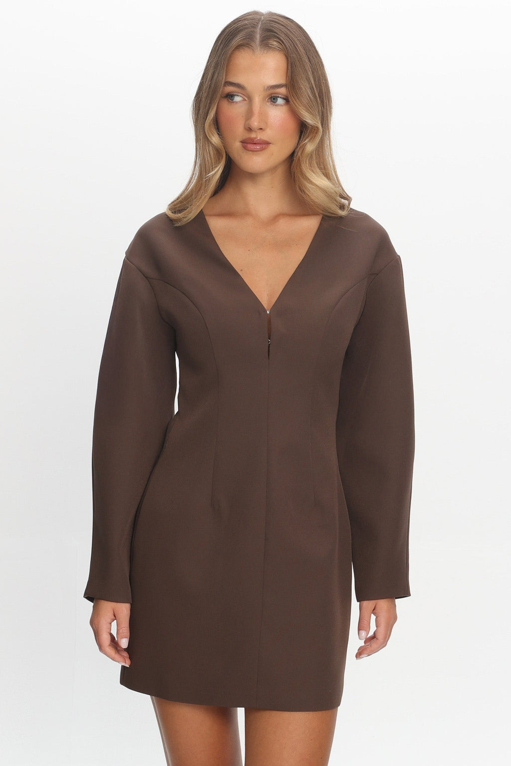 Hendrix Long Sleeve Mini Dress Chocolate