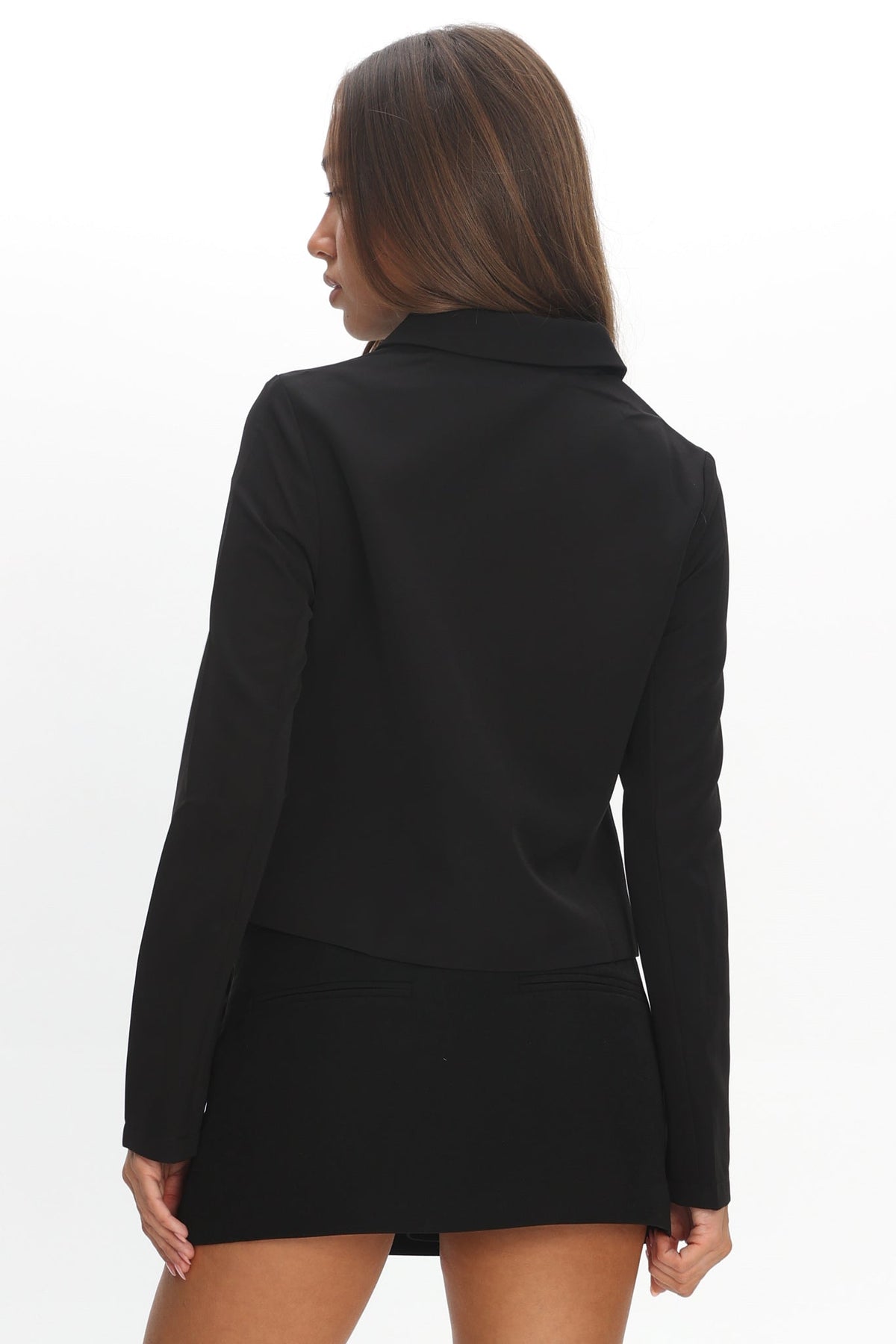 Marsha Button Front Crop Jacket Black
