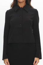 Marsha Button Front Crop Jacket Black