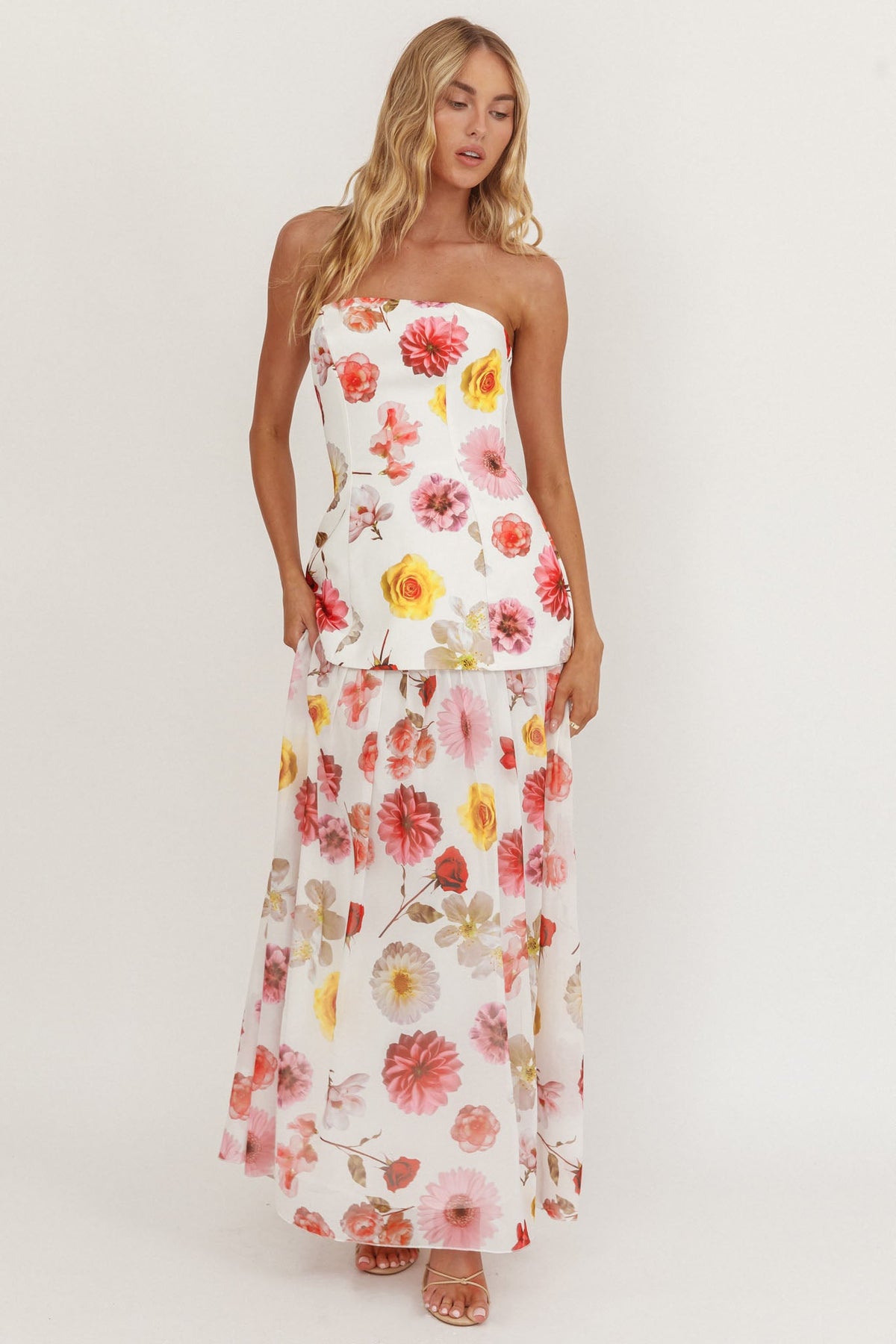 Wilma Flowy Hem Strapless Maxi Dress Floral Main image
