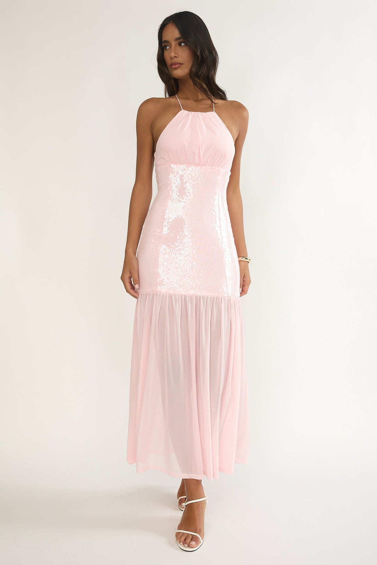 Wilma Sequin Bodice Maxi Dress Pink Main image
