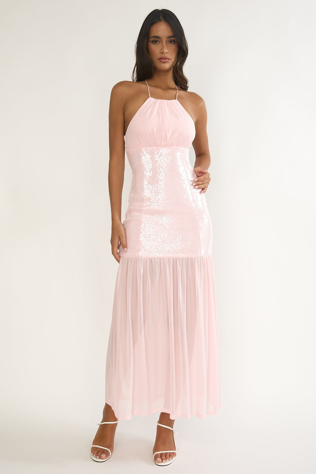 Wilma Sequin Bodice Maxi Dress Pink